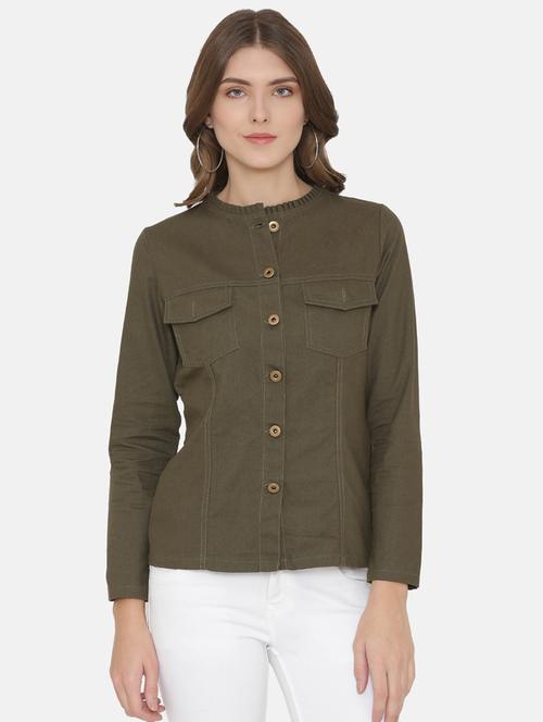 khaki green patch pocket detail shirt - 15824270 - Very Small Image - 1