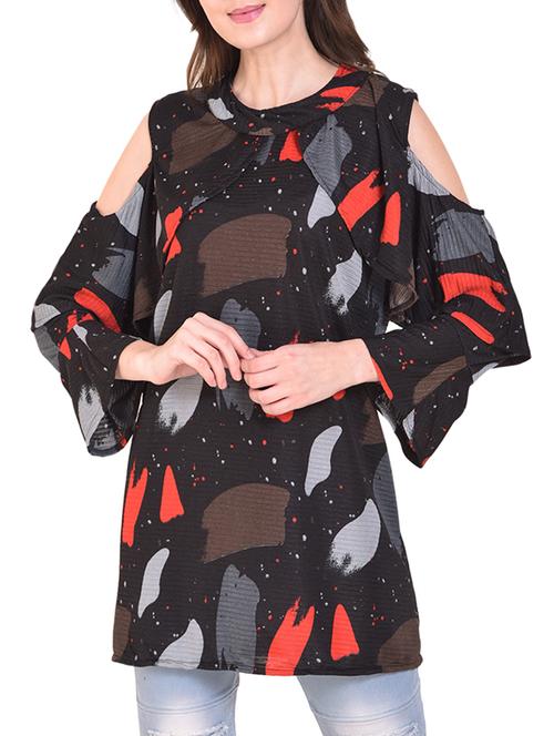 cold shoulder ruffle detail tunic - 15824518 - Very Small Image - 1