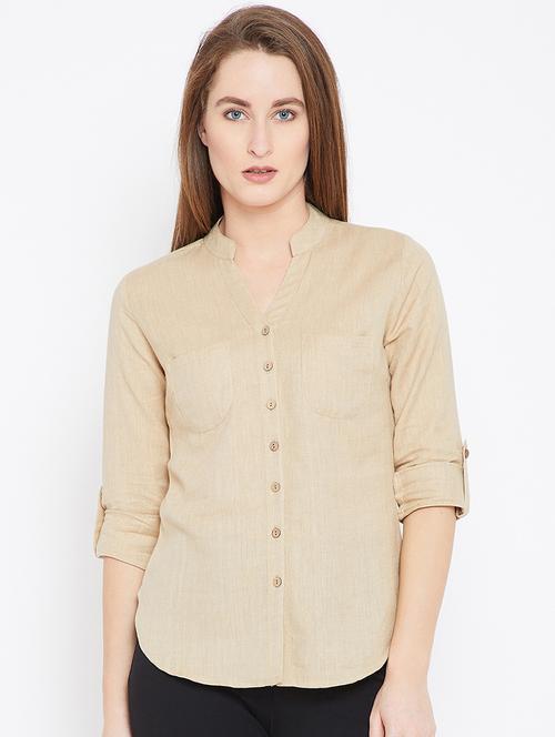 mandarin neck roll up sleeved shirt - 15824888 - Very Small Image - 1