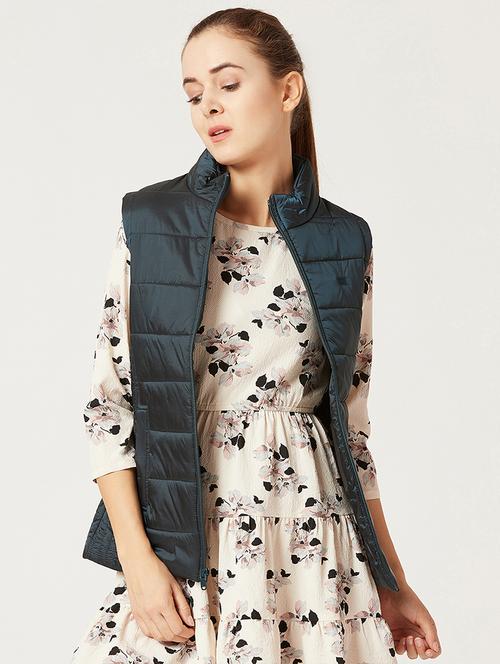 dark blue puffer turtle neck jacket - 15826324 - Very Small Image - 1