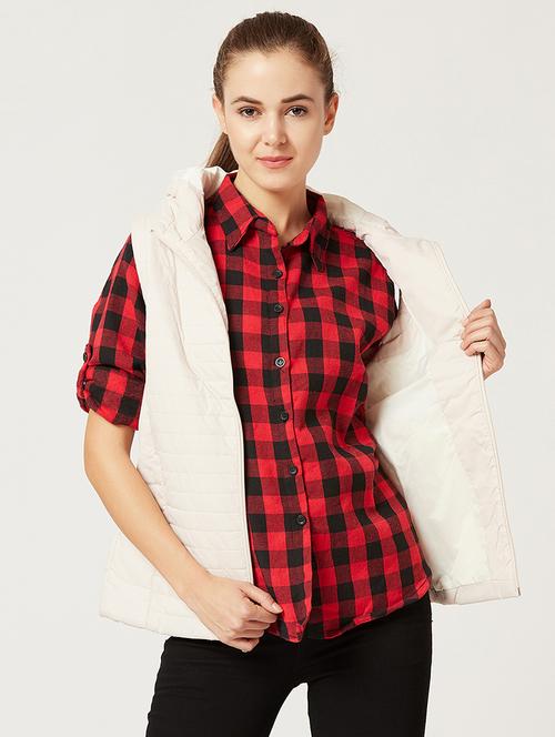 cream hooded puffer jacket - 15826327 - Very Small Image - 1