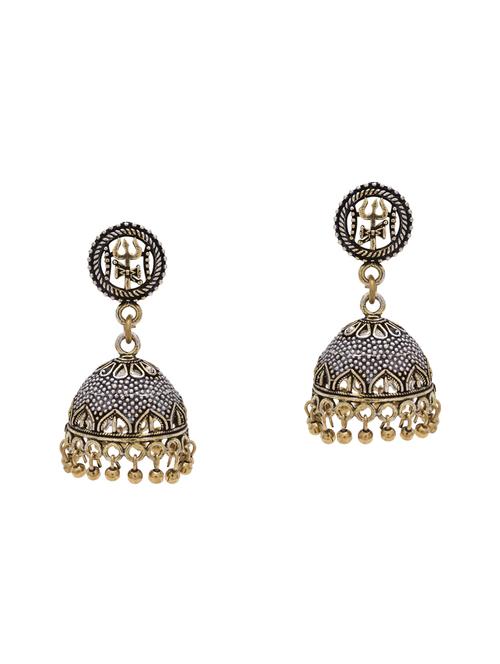 silver metal jhumka earring - 15826423 - Very Small Image - 1