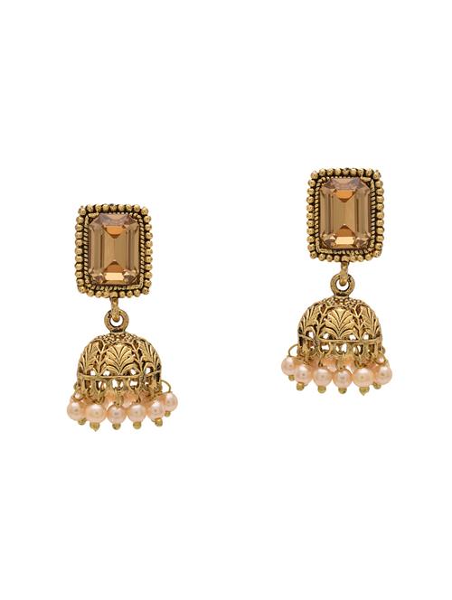 gold metal jhumka earring - 15826426 - Very Small Image - 1