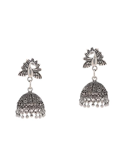 silver metal jhumka earring - 15826441 - Very Small Image - 1