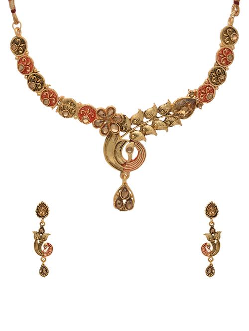 gold metal necklaces and earring - 15826477 - Very Small Image - 1