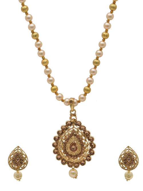 gold metal necklaces and earring - 15826492 - Very Small Image - 1