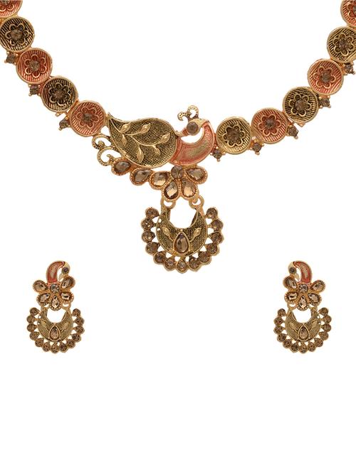 gold metal necklaces and earring - 15826496 - Very Small Image - 1