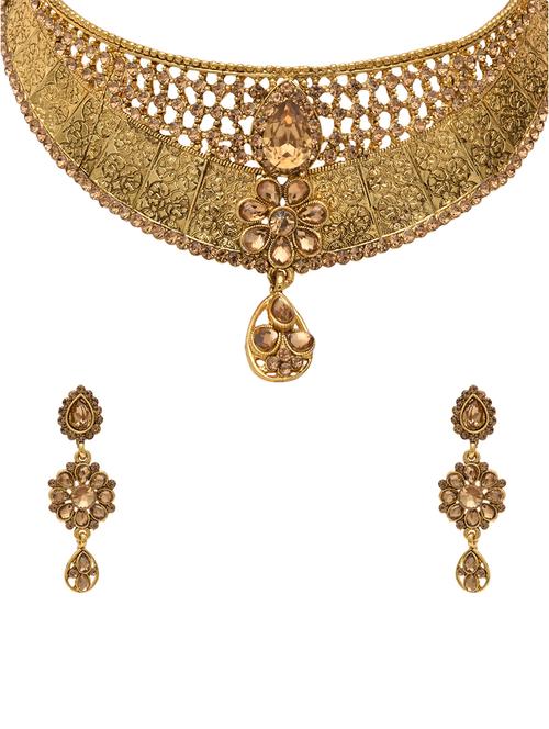gold metal necklaces and earring - 15826507 - Very Small Image - 1