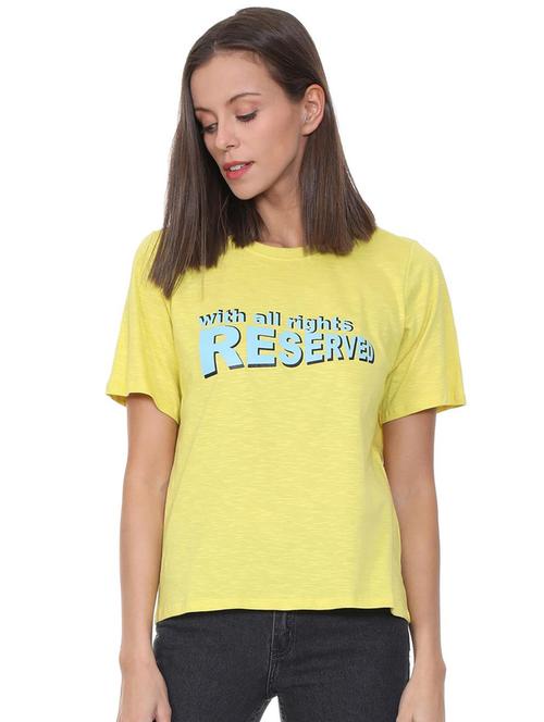 lemon yellow letter print tee - 15826721 - Very Small Image - 1