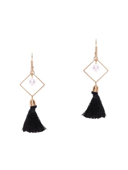 black gold plated drop earring - 15826838 - Very Small Image - 1