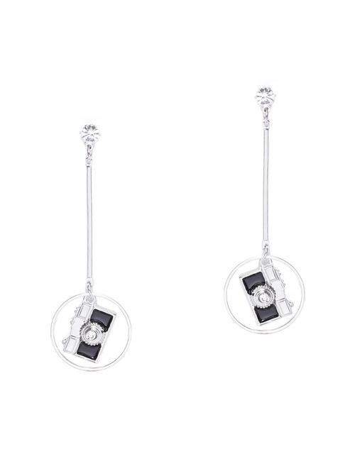 black silver plated drop earring - 15826879 - Very Small Image - 1
