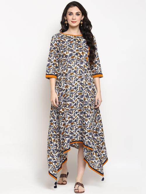asymmetric printed dress with tassels - 15826912 - Very Small Image - 1