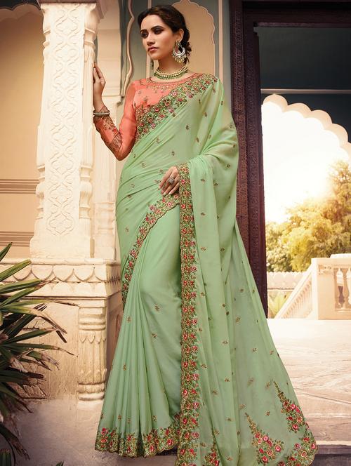 floral embroidered saree - 15827122 - Very Small Image - 1