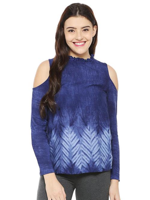 frill trim cold shoulder top - 15827458 - Very Small Image - 1
