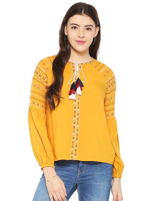 tie up neck embroidered top - 15827459 - Very Small Image - 1