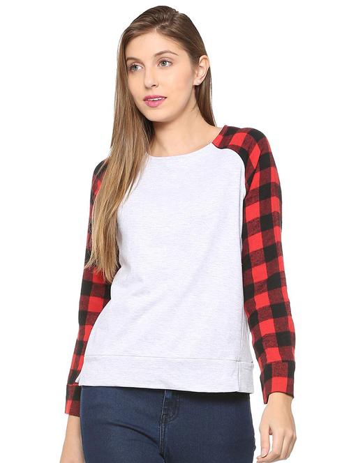 checkered raglan sleeved top - 15827469 - Very Small Image - 1