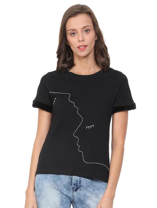 faux fur embroidered top - 15827477 - Very Small Image - 1