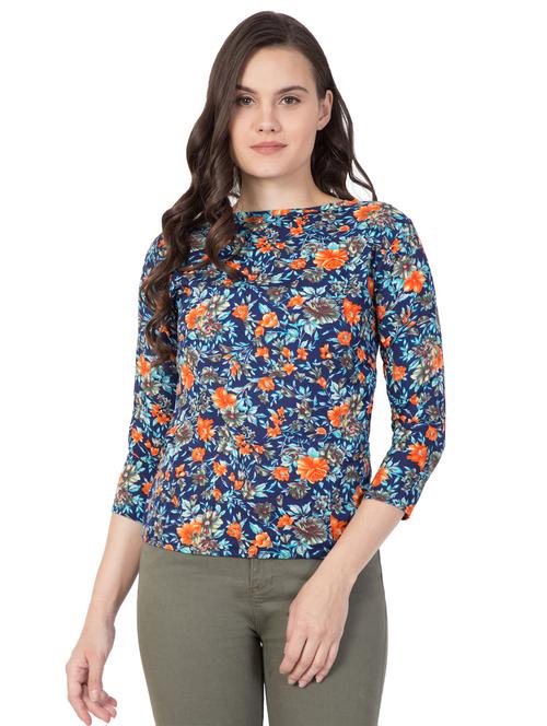 floral boat neck top - 15827762 - Very Small Image - 1