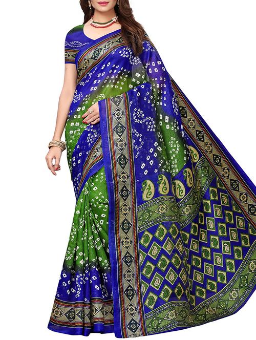 contrast border printed saree with blouse - 15827922 - Very Small Image - 1