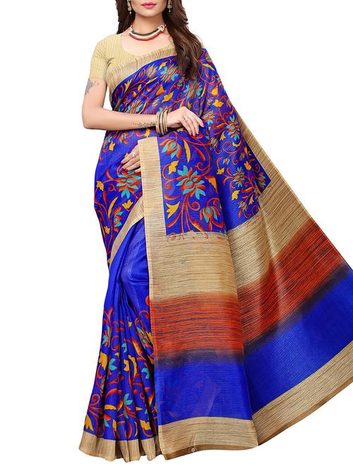 contrast border printed saree with unstiched blouse with blouse - 15827925 - Very Small Image - 1