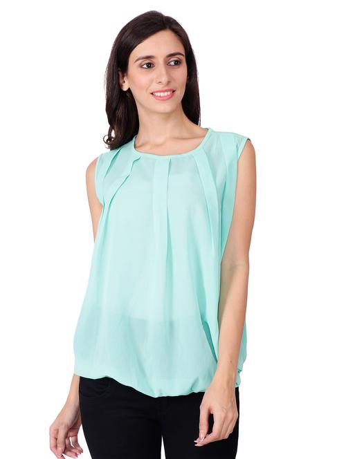 light blue sheer pleated top - 15827943 - Very Small Image - 1