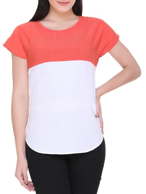 curved hem color block top - 15829422 - Very Small Image - 1
