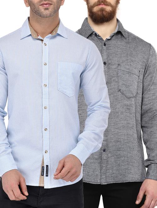 multi colored cotton casual shirt (set of 2) - 15829472 - Very Small Image - 1