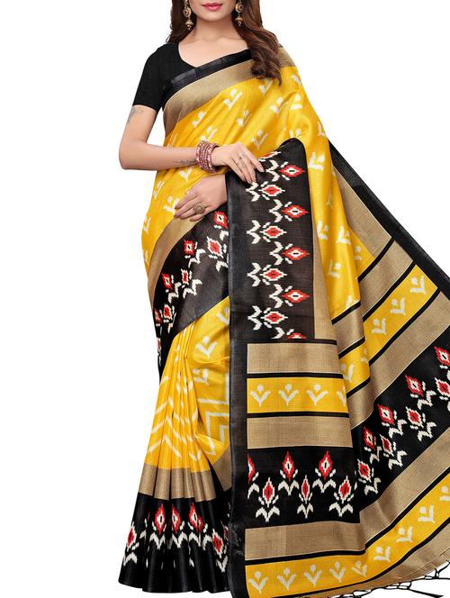 contrast border printed saree - 15829618 - Very Small Image - 1