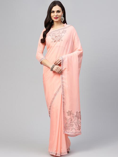 floral embellished saree with blouse - 15830194 - Very Small Image - 1