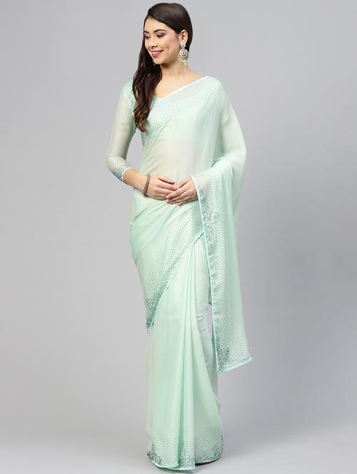 floral embellished saree with blouse - 15830196 - Very Small Image - 1