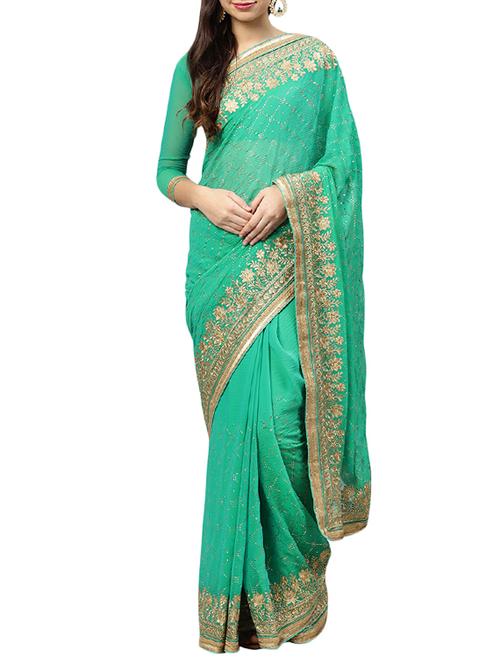 floral embellished saree with blouse - 15830199 - Very Small Image - 1