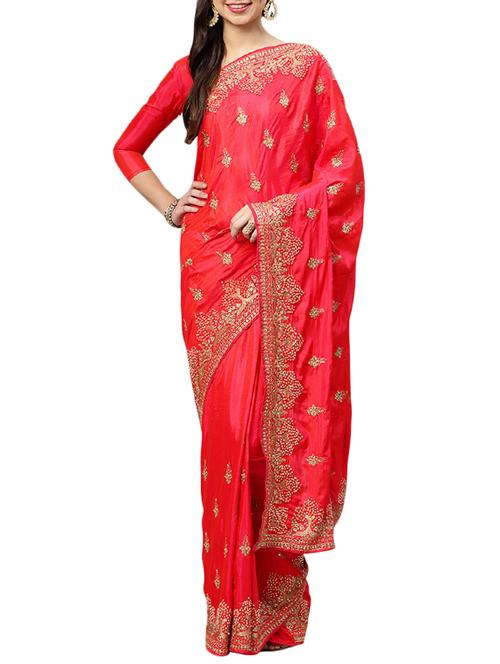 floral embroidered saree with blouse - 15830205 - Very Small Image - 1