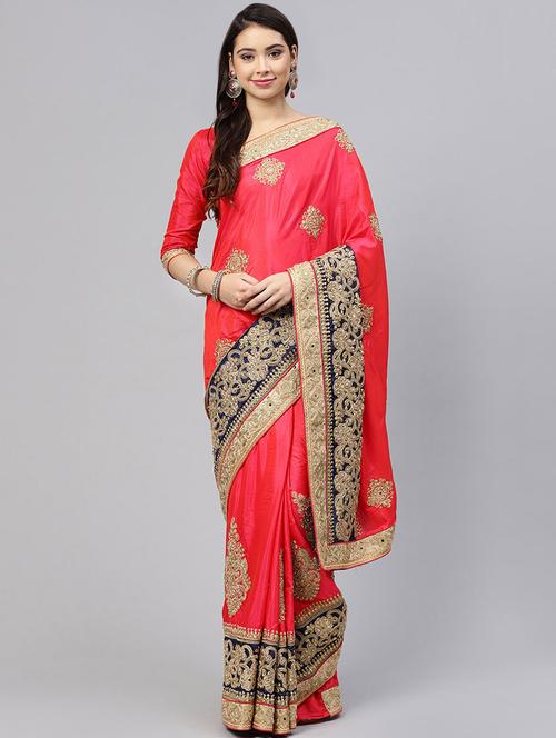 floral embroidered saree with blouse - 15830209 - Very Small Image - 1