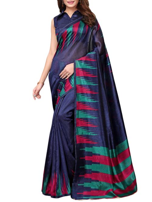 temple border printed saree with blouse - 15830216 - Very Small Image - 1