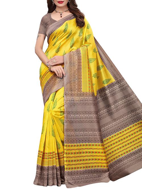 leaf motif printed saree - 15830912 - Very Small Image - 1