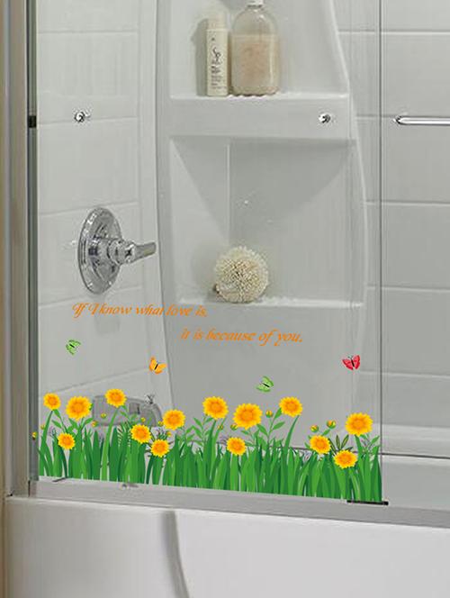 sehaz artworks grass-flowers multicolor wall decal or bathroom sticker - 15830952 - Very Small Image - 1