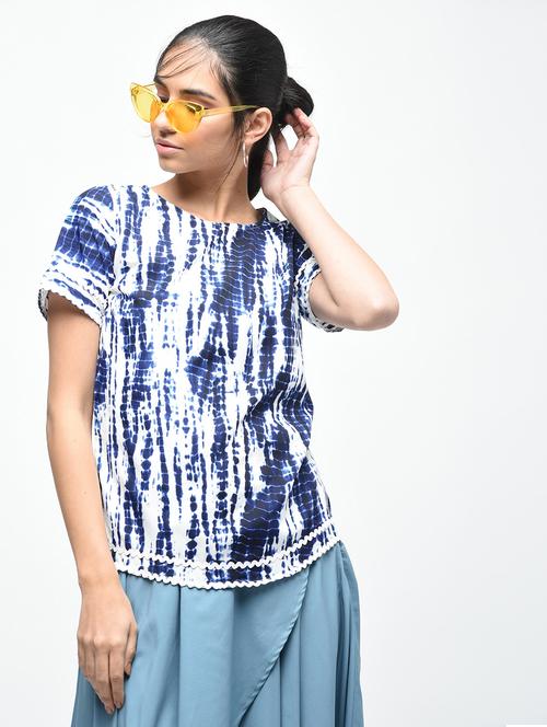 lace trim tied and dyed top - 15830985 - Very Small Image - 1