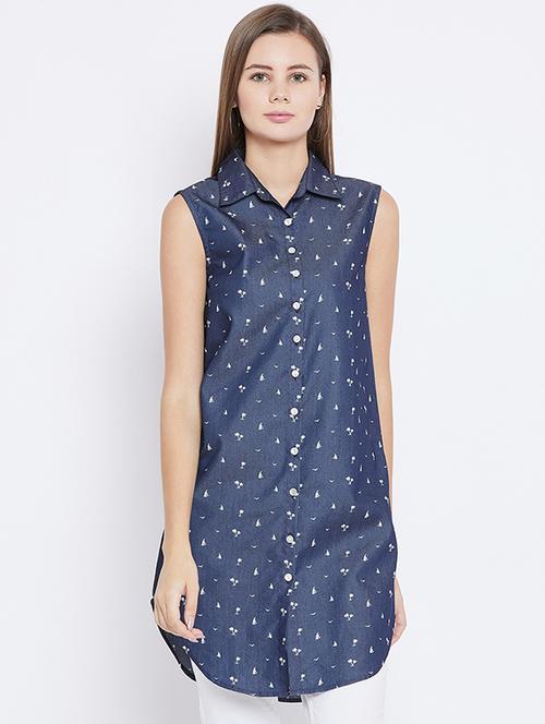 quirky print button up tunic - 15830989 - Very Small Image - 1