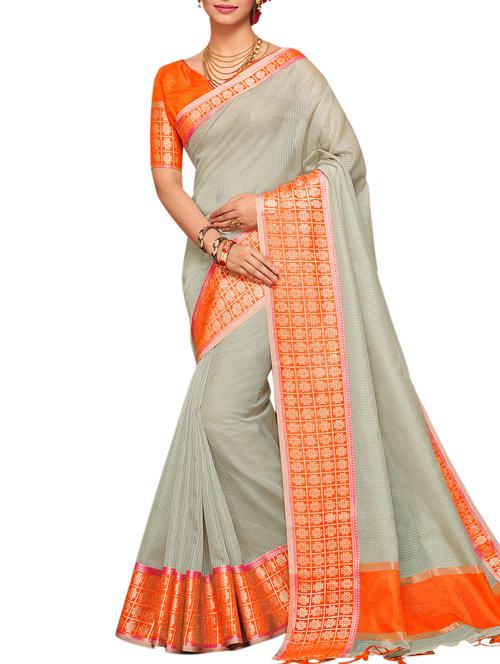 floral zari border kota doria saree - 15830996 - Very Small Image - 1