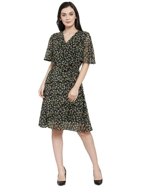 floral surplice a-line dress - 15831639 - Very Small Image - 1