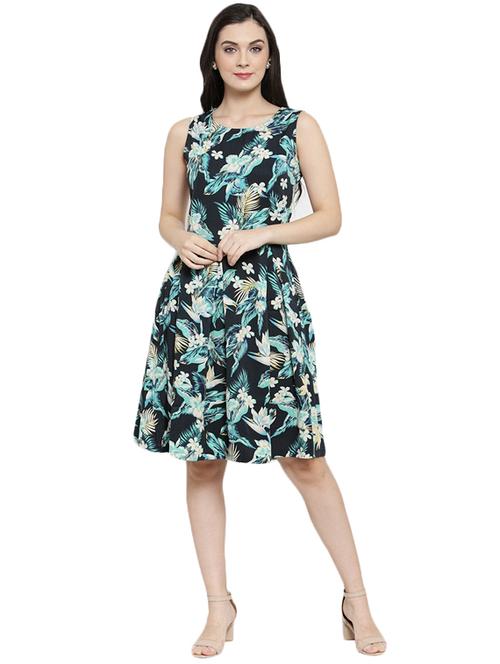 tropical print pleated dress - 15831640 - Very Small Image - 1
