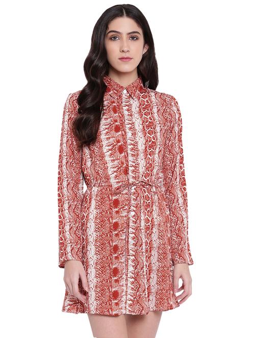 drawstring waist snake print a-line dress - 15831792 - Very Small Image - 1