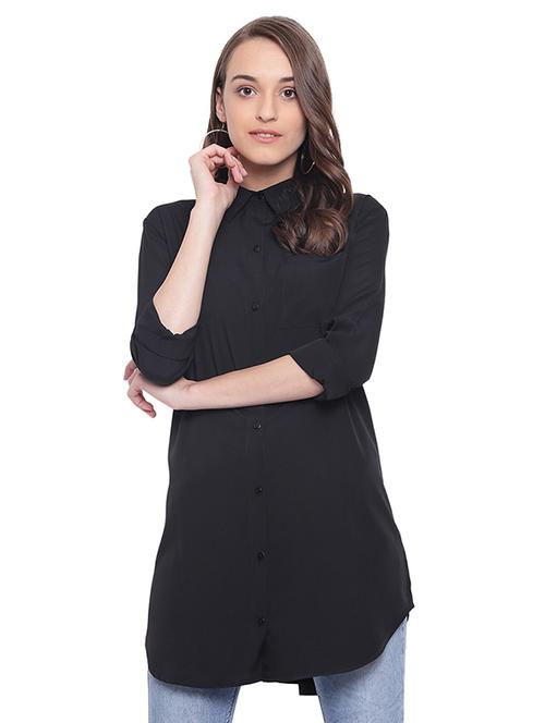 pocket patch curved hem shirt tunic - 15831814 - Very Small Image - 1