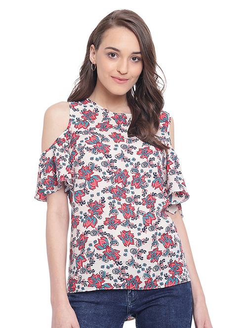 cold shoulder floral top - 15831825 - Very Small Image - 1