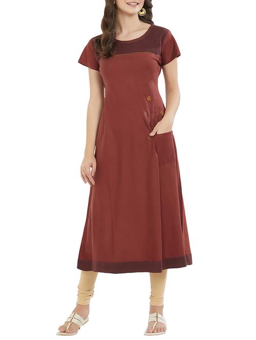 embroidered a-line kurta - 15831972 - Very Small Image - 1