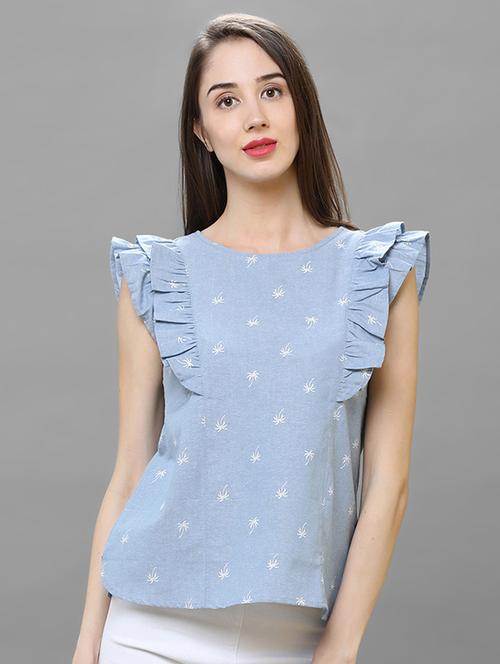 ruffled sleeved floral top - 15832085 - Very Small Image - 1