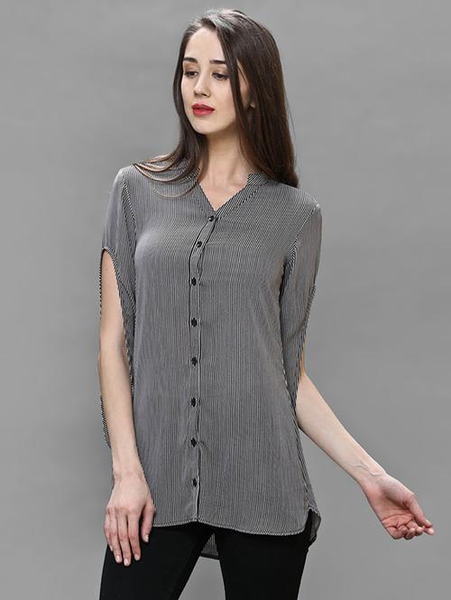 high low cut out sleeved shirt tunic - 15832101 - Very Small Image - 1