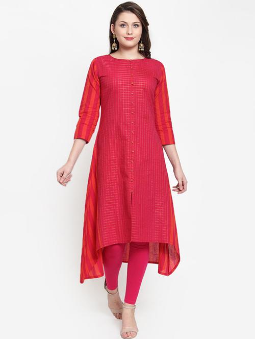 high low checkered kurta - 15832368 - Very Small Image - 1