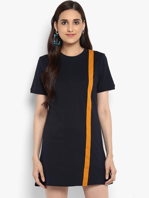 contrast striped a-line dress - 15833434 - Very Small Image - 1