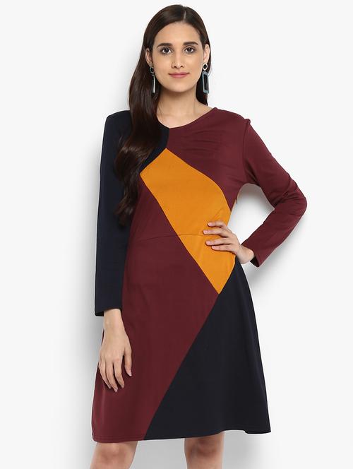 color blocked a-line dress - 15833461 - Very Small Image - 1